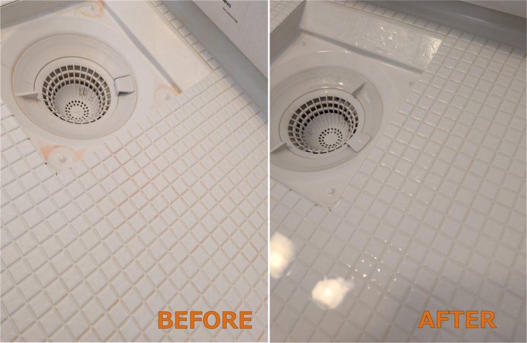 お風呂床お掃除の前後比較