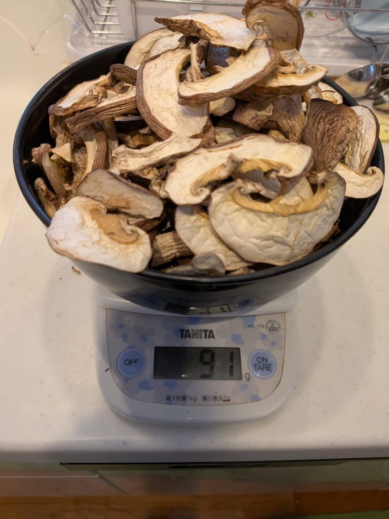 乾燥完了後の重量