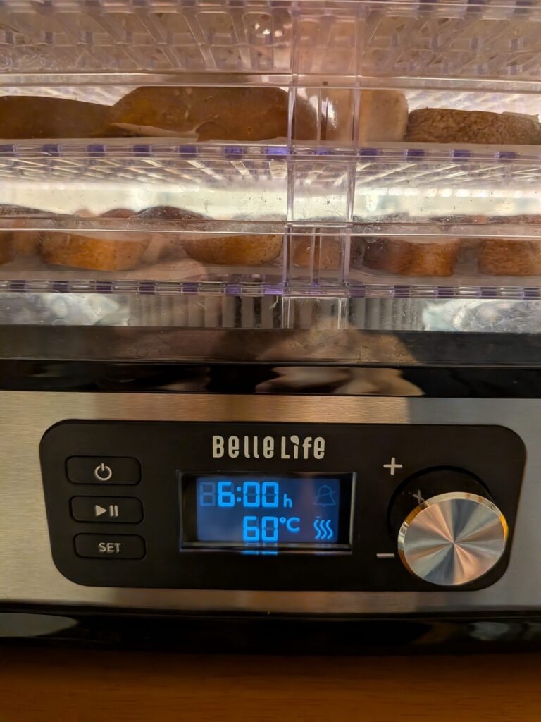 温度、時間セット。乾燥スタート